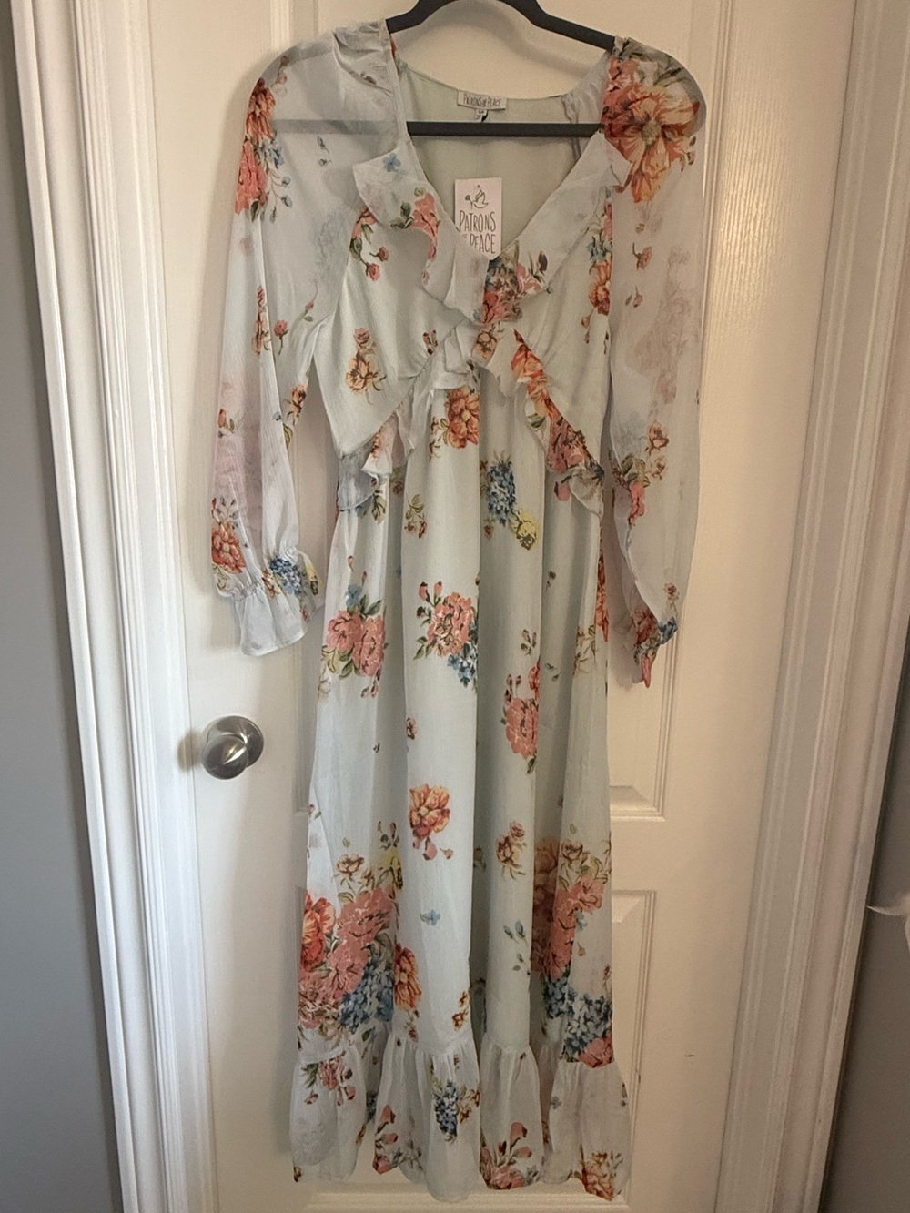 NWT PATRONS OF PEACE Floral Long sleeve Maxi Dress Romantic Boho Ethereal Fairy - Picture 3 of 9